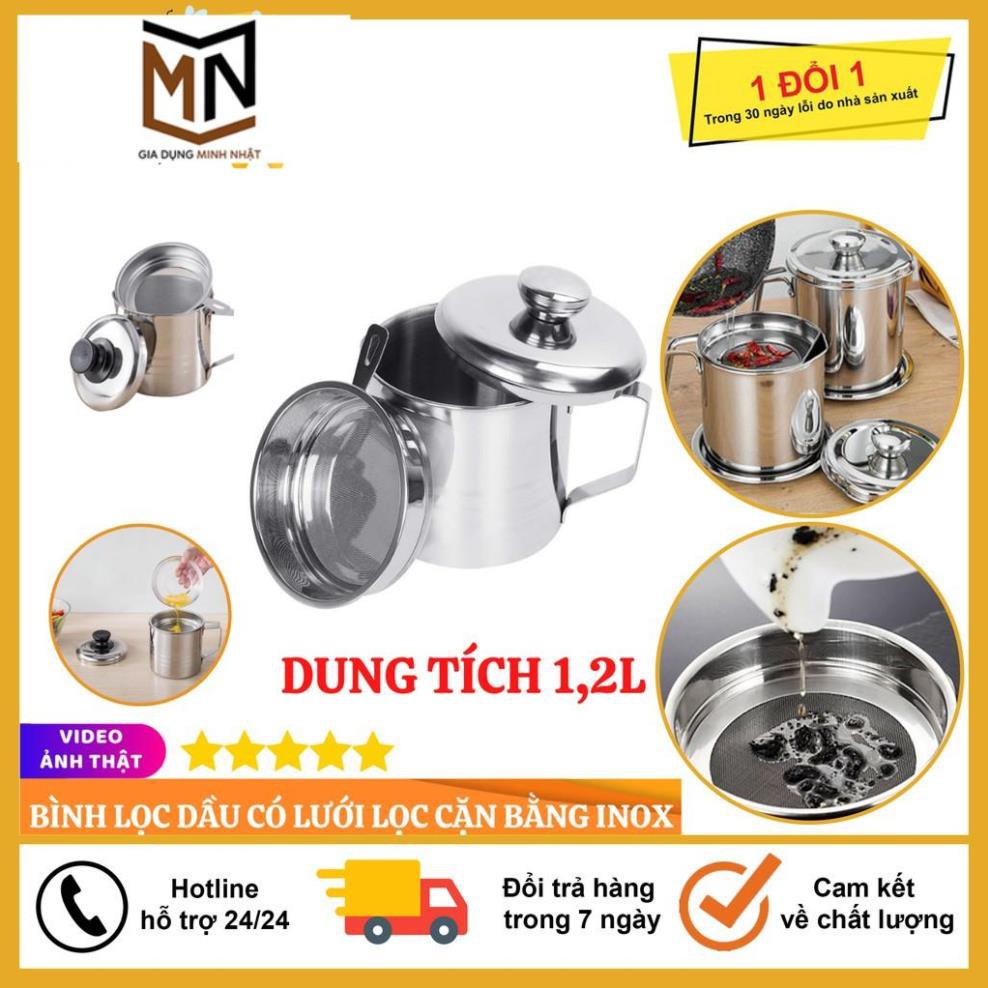 Lọc Dầu Ăn, Ca Lọc Dầu Ăn 1.5L Inox 304 Lọc Bỏ Cặn Dầu Ăn Có Khay Lọc Hiệu Quả, Bình Đựng Dầu Thừa Tiện Dụng