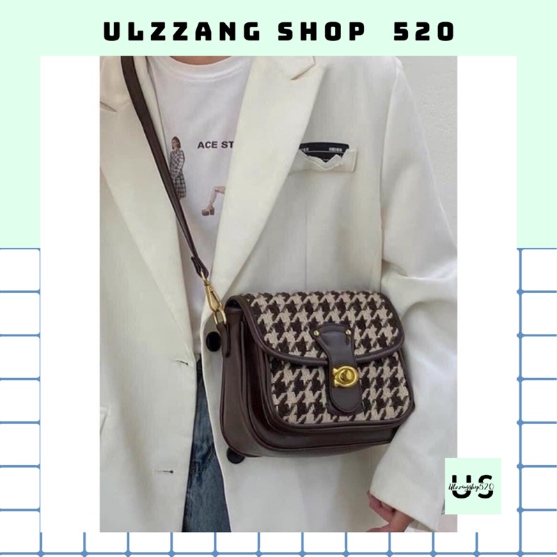 Túi da phối vải trắng thời trang kiểu Hàn Quốc trẻ trung Ulzzangshop520