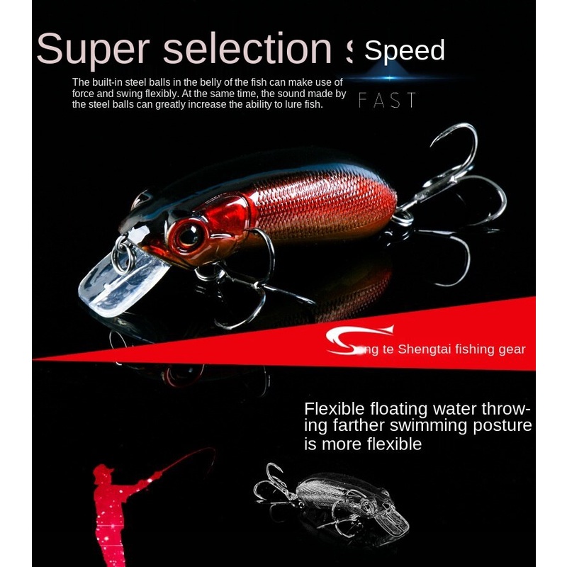 Mồi Câu Cá Giả Dạng Cứng Dài 6cm / 10g Có Móc