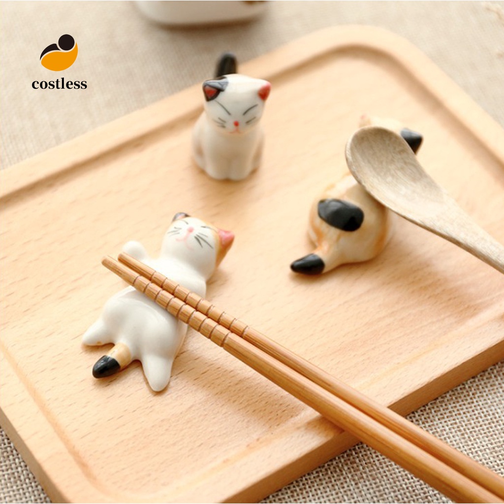 Giá gác đũa bằng gốm hình mèo dễ thương tiện lợi