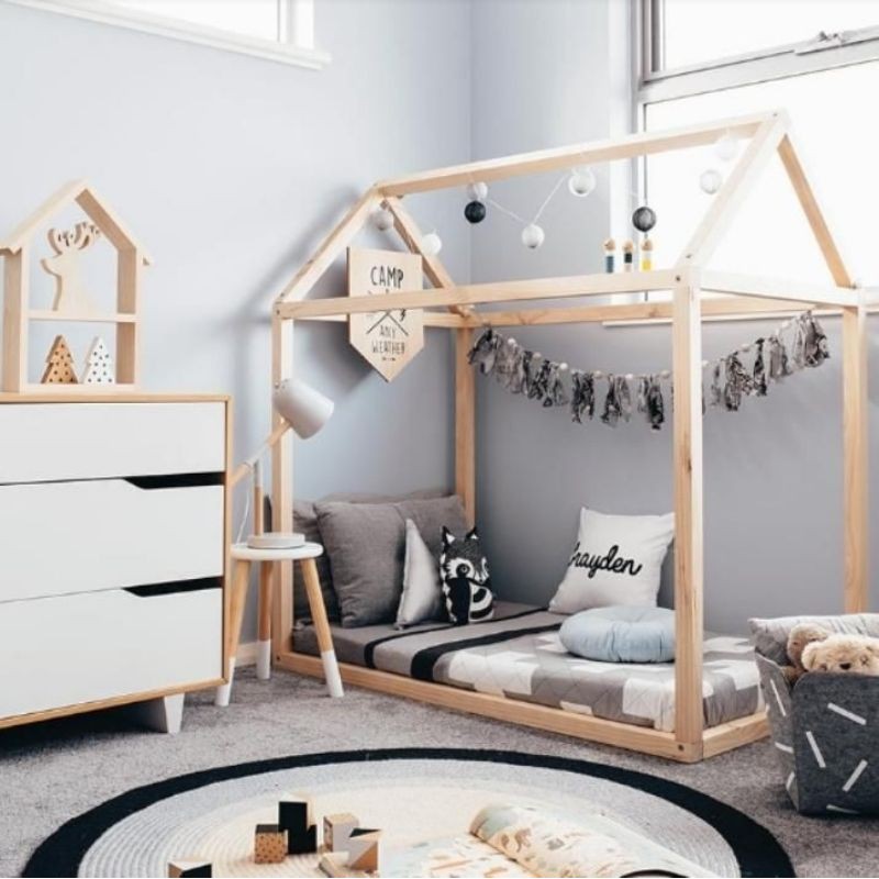 - Giường ngôi nhà, giường đơn cho bé 100x160cm