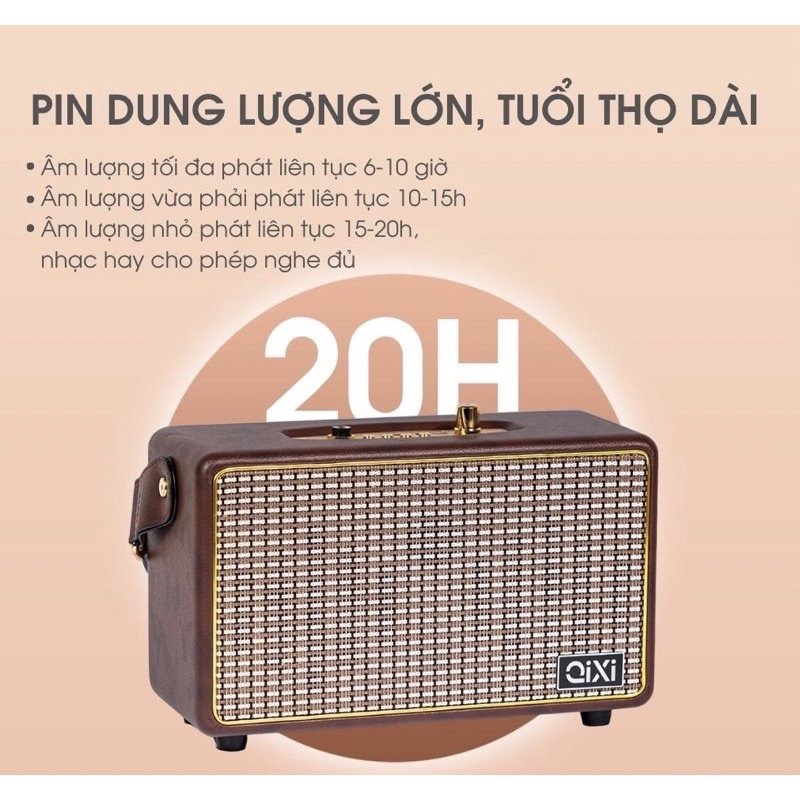 Loa Bluetooth Qixi SK-2025 Âm Thanh Hay Tích Hợp Cổng Micro 6.5 Karaoke Micro Không Dây BH 06 Tháng