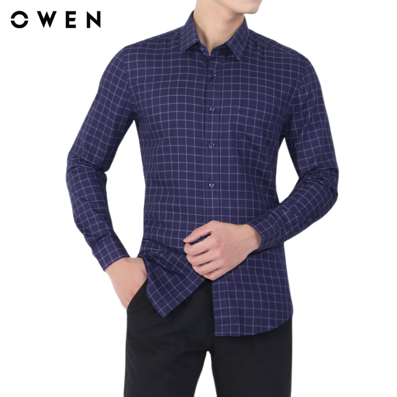 Áo sơ mi dài tay nam Owen Bamboo Slim Fit Xanh caro - AS20887DT