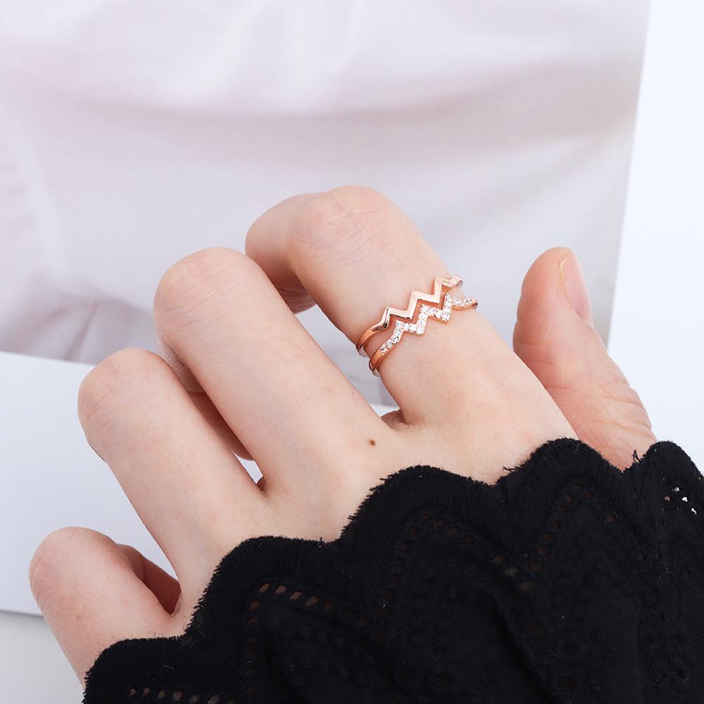 Nhẫn Hoa Hồng Gợn Sóng Cho Nữ|Nhẫn Hở Đính Đá Nhiều Màu Sắc Cho Mẹ Và Bé