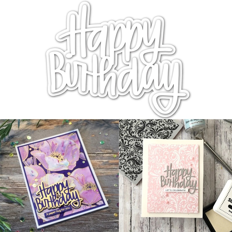 Khuôn cắt giấy kim loại tạo hình chữ Happy Birthday chất lượng cao