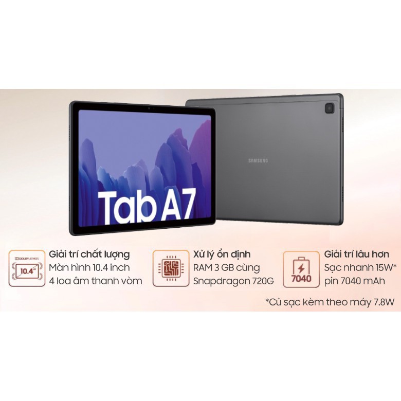 [Mã 44ELSALE1 giảm 5% đơn 3TR] Máy tính bảng SS Galaxy Tab A7 2020 (T505) - Chính hãng