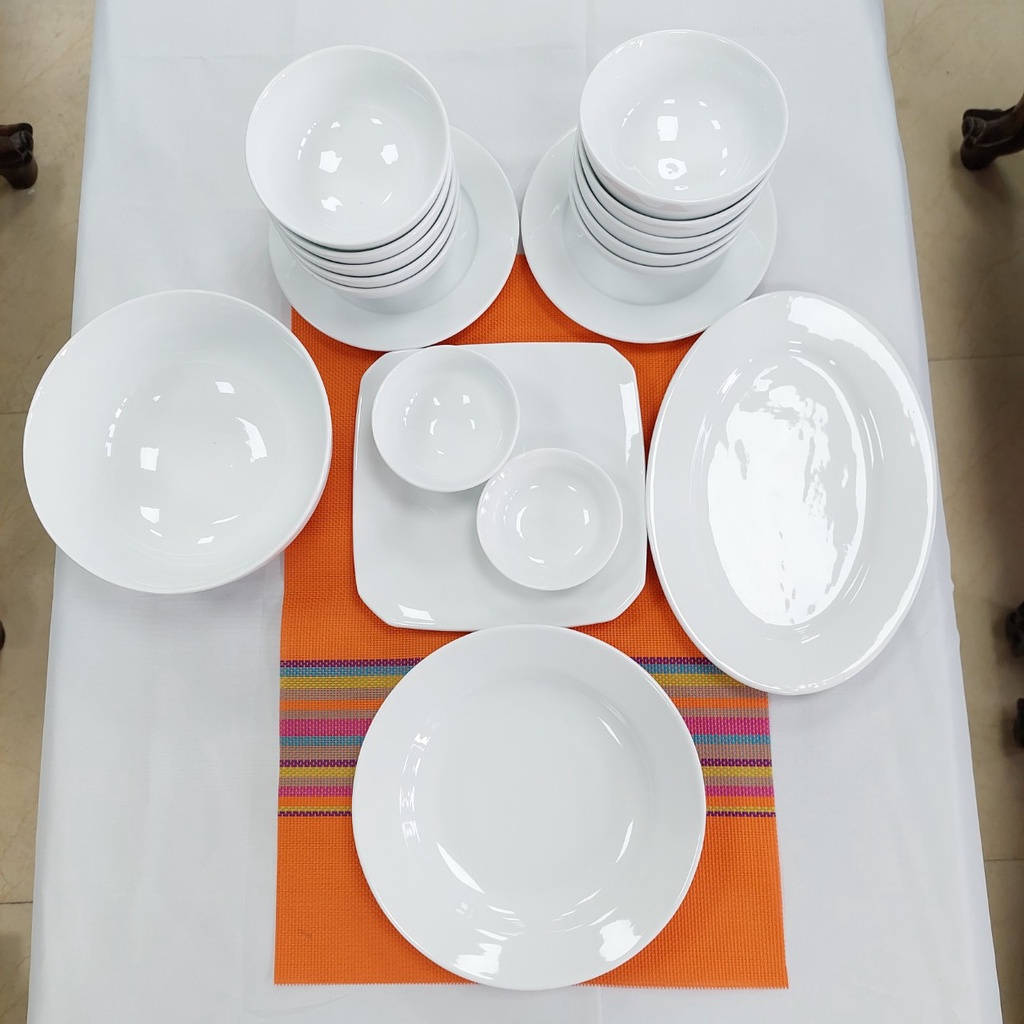 Bộ bát ăn cao cấp Bát tràng men trắng sứ Bộ đủ các chi tiết cho một mâm cỗ gia đình