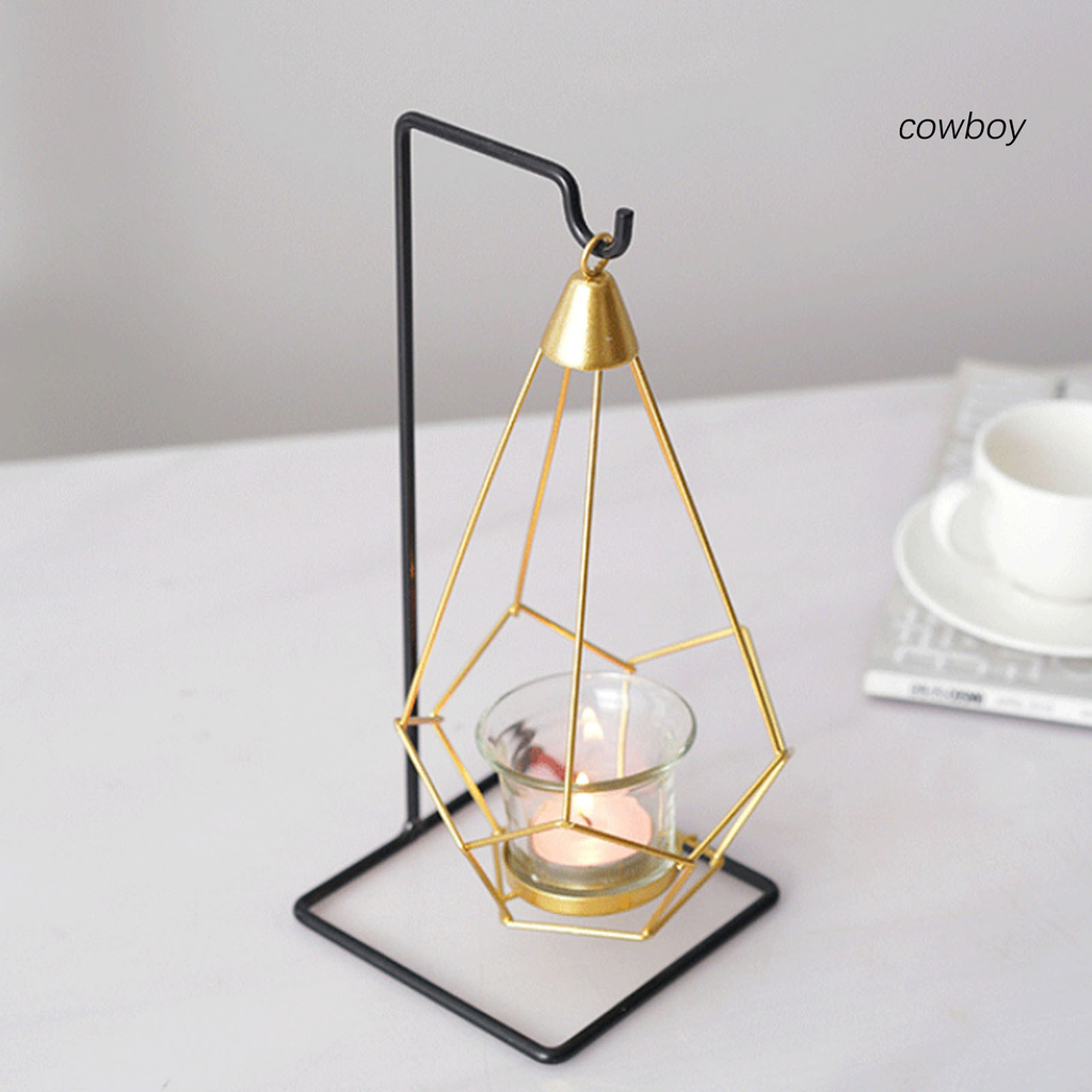 COB|Candle Holder Romantic Table Ornament Nordic Style Geometric Wrought Iron Candlestick for Home