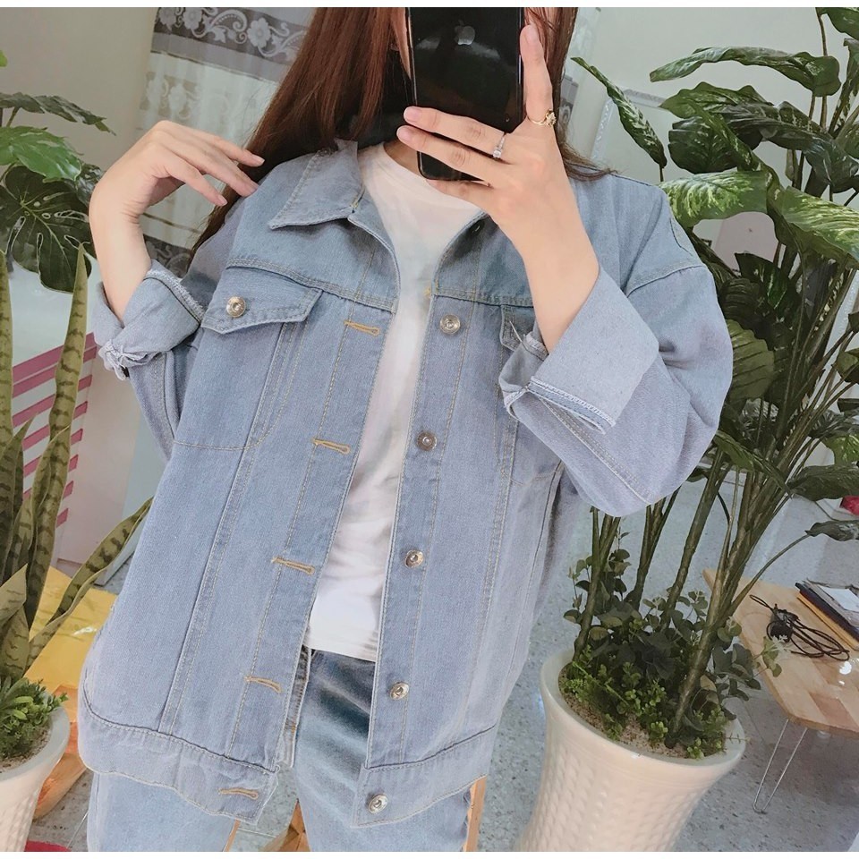 [ Mã FAMAT6 giảm 8% tối đa 20K đơn bất kỳ] [ HÌNH THẬT + VIDEO ] áo khoác jean nữ xanh nhạt CÓ BIG SIZE GG09