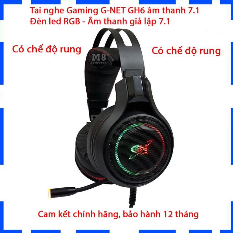 Tai nghe Gaming G-Net GH6 PLUS 7.1 - Có Rung - Cổng USB Led RGB - Âm thanh giả lập 7.1 - Bảo hành 12 tháng - Lỗi 1 đổi 1