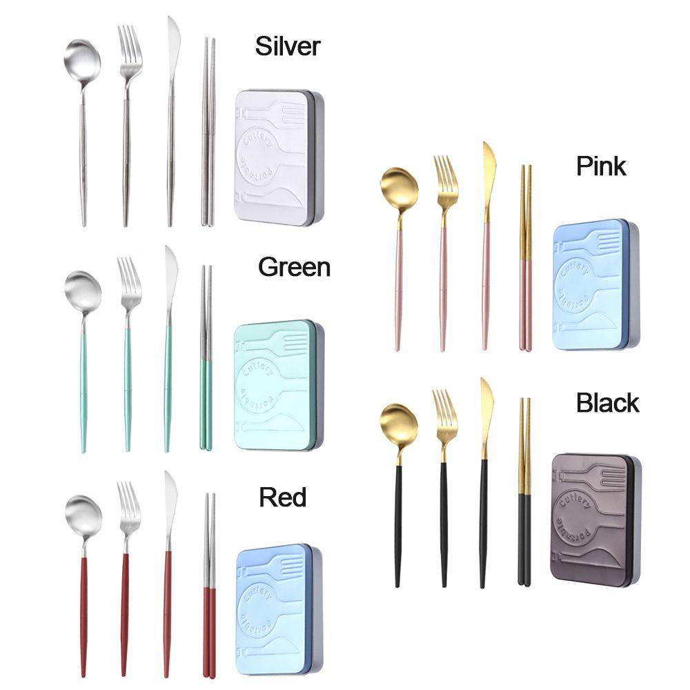 KRNY Bộ Dụng Cụ Ăn Uống Bằng Inox Có Thể Gấp Gọn Tiện Dụng
