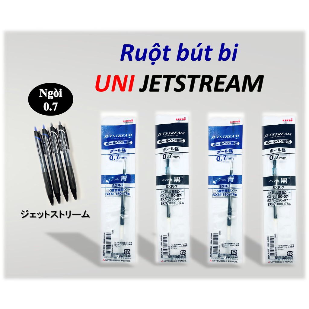 Ruột bút bi UNI JETSTREAM SXR-7 cỡ ngòi 0.5mm và 0.7mm