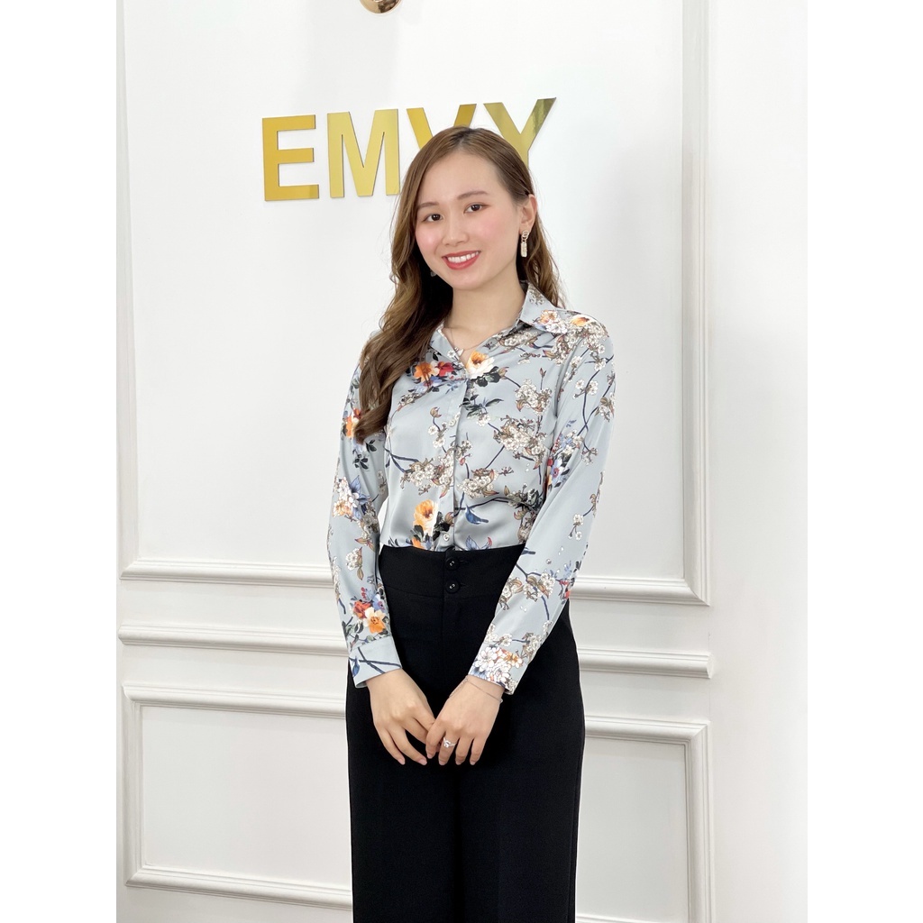 Áo sơ mi nữ thu đông , Sơ mi lụa thu đông cao cấp Phù hợp sơ vin Emvy Fashion E10
