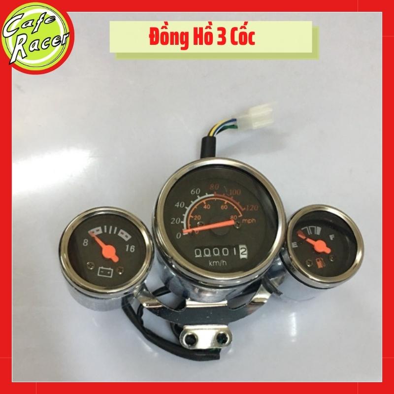 Đồng hồ độ xe điện xe máy Classic có 3 cốc với 3 chức năng để độ xe máy CAFE RACER Gn125 Win