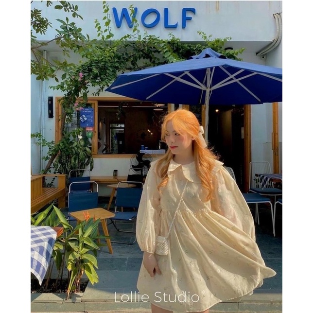 Đầm bbd hoa cổ sen tay bo chun🖤