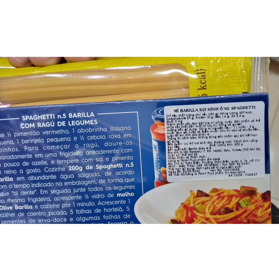 mì ý spaghetti Barrila số 5 200g - 스파게티