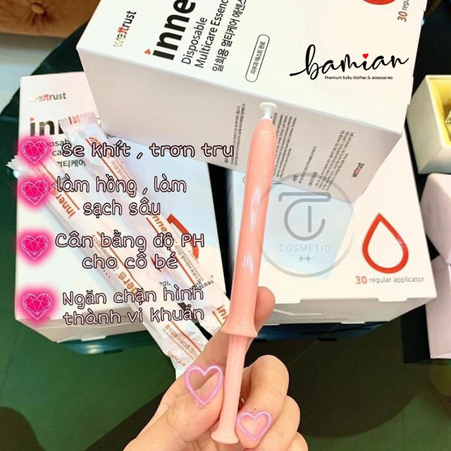 Gel vệ sinh phụ nữ Inner Gel Wettrust hàn quốc dưỡng hồng se khít sạch phụ khoa dạng ống hộp 30 ống