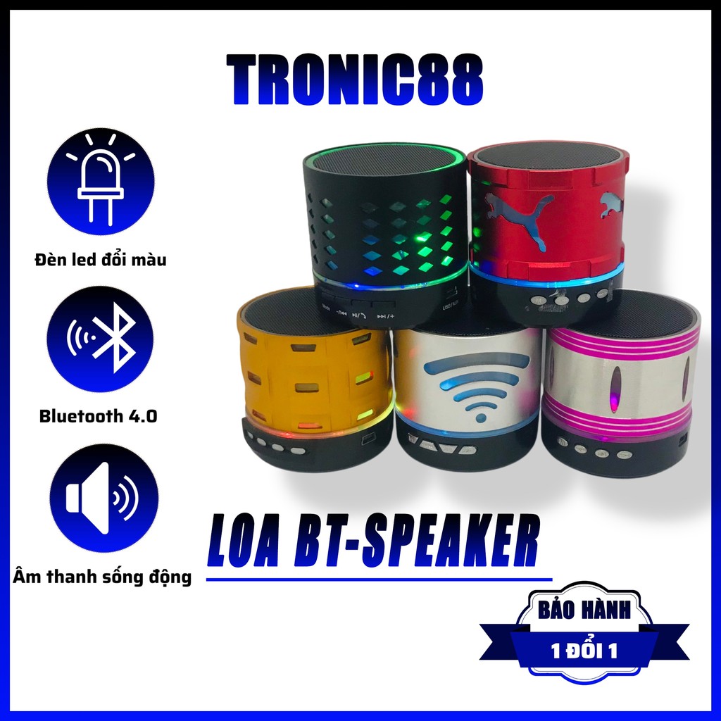 Loa Bluetooth BT-Speaker Không Dây Có Đèn Led Nháy Theo Nhạc Cực Chất Vỏ Nhôm Cứng Cáp