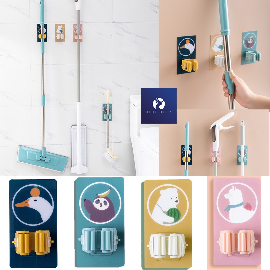 Móc treo chổi, treo cây lau nhà dán tường siêu chắc loại xịn