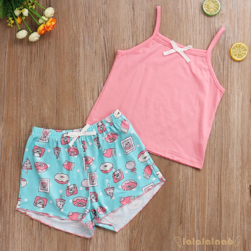 Set Áo Thun   Dây &amp; Quần Short Cho Bé Gái