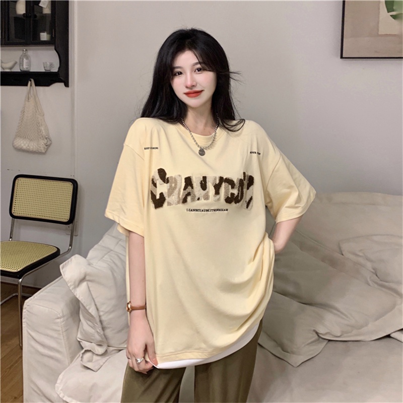 Áo Thun Nữ Ngắn Tay In Chữ Thời Trang Hàn Quốc