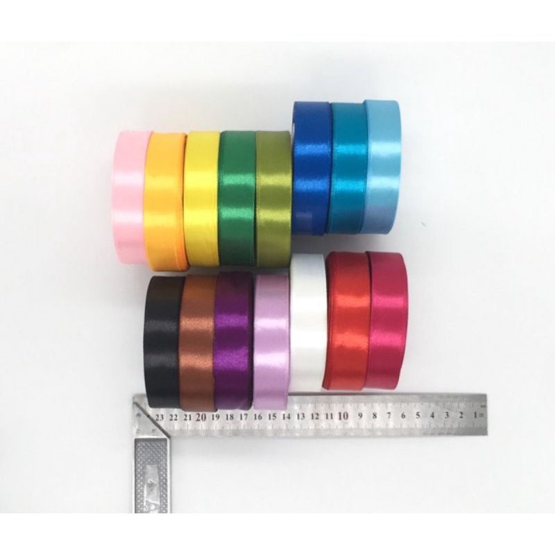 Ruy băng vải lụa bản 2cm, lốc 10cuộn, làm nơ, gói quà