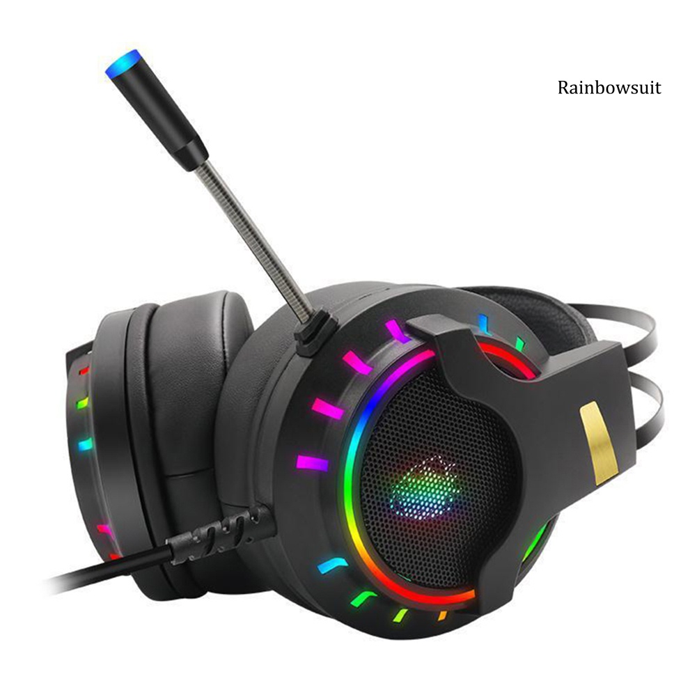 RB- K3 USB Wired PC Gaming Headphone 7.1 Channel Stereo Bass RGB Headset with Mic