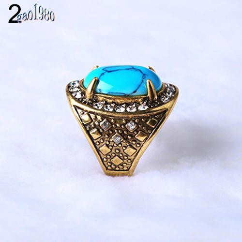 Nhẫn Nam Nữ Đính Đá Ngọc Lam Phong Cách Vintage