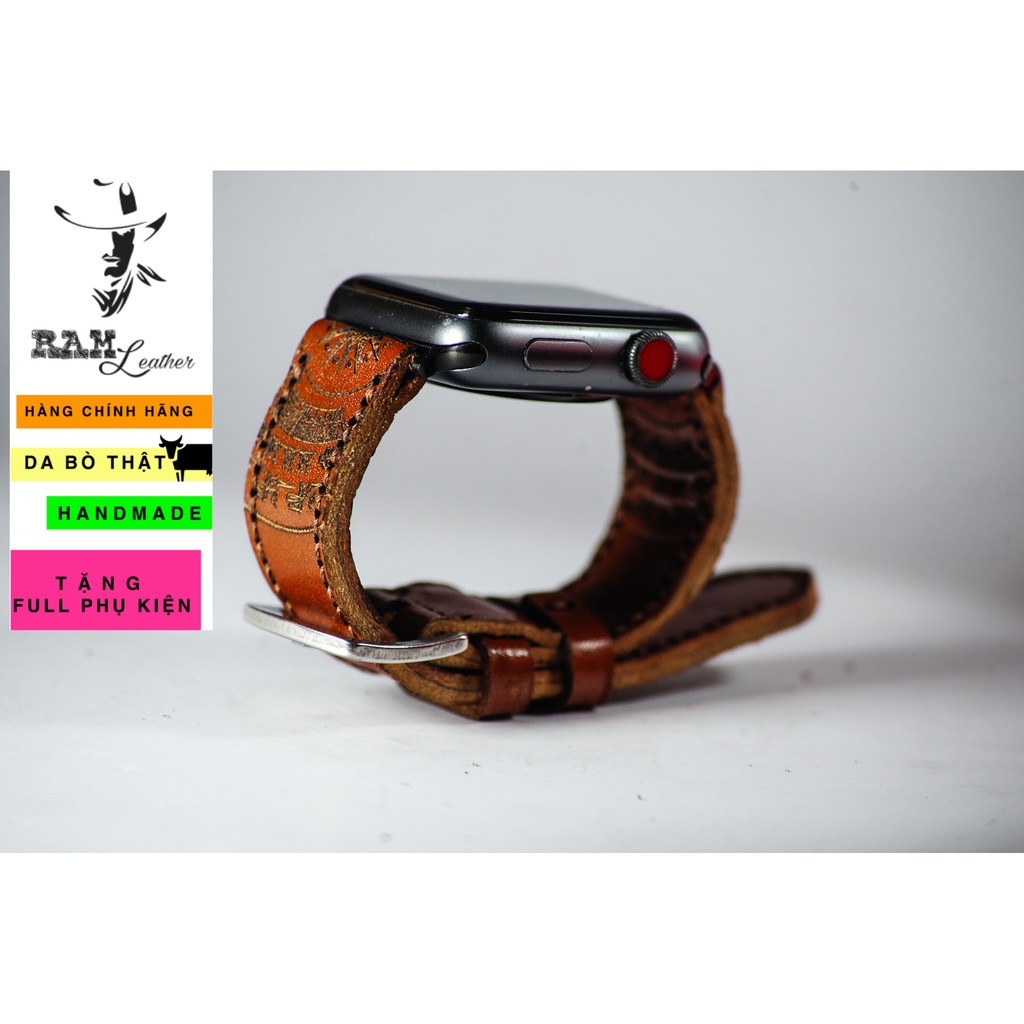 Dây Apple Watch , iWatch , iphone Watch da bò vachetta vegtan Italia Trống Đồng Việt Nam RAM Leather