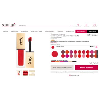 SON YSL Tatouage Couture Encre à Lèvres. Couleur Mate Haute Pigmentation