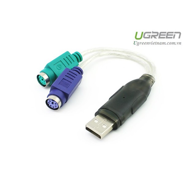 Cáp chuyển đổi USB 2.0 sang 2 cổng PS/2 cho bàn phím chuột Ugreen 20219 Chính hãng