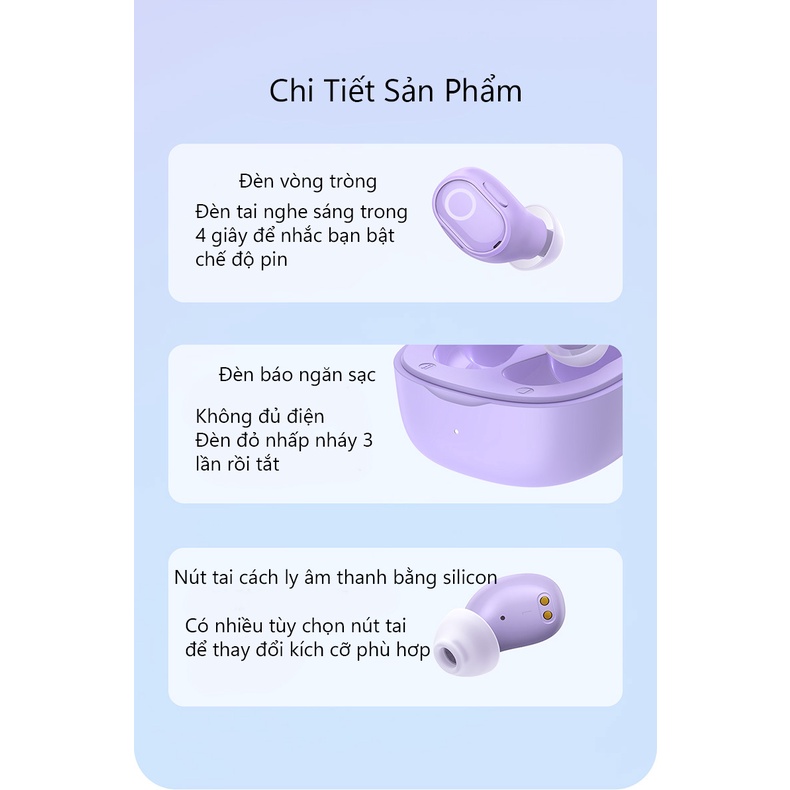 Tai Nghe Nhét Tai Không Dây Baseus WM02 Bluetooth 5.3 TWS Chống Ồn - Có Thể Tùy Chỉnh Tên Tai Nghe - Định Vị Tai Nghe