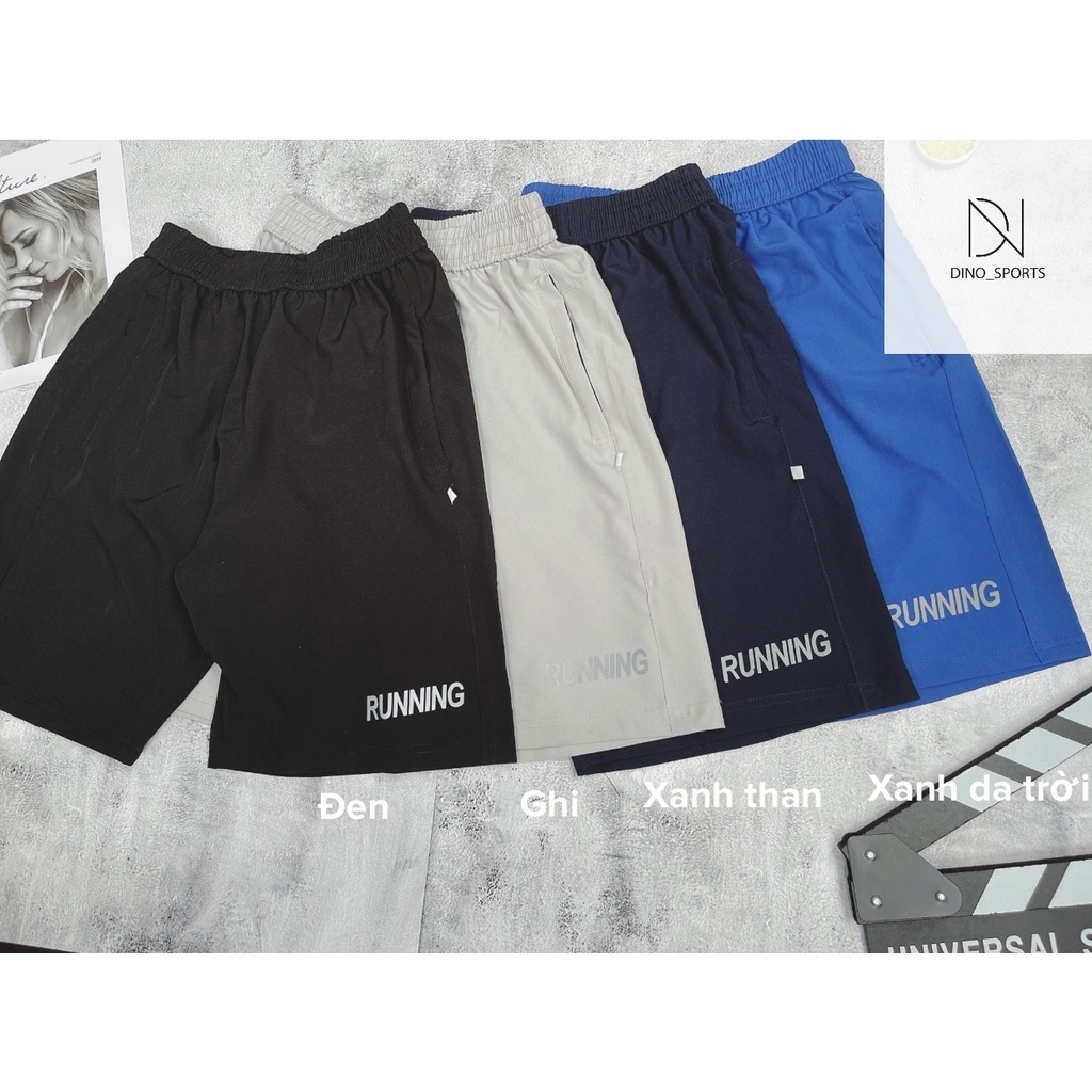 Quần đùi nam in chữ RUNNING quần short nam DINO SPORT dáng thể thao năng động thoáng khí