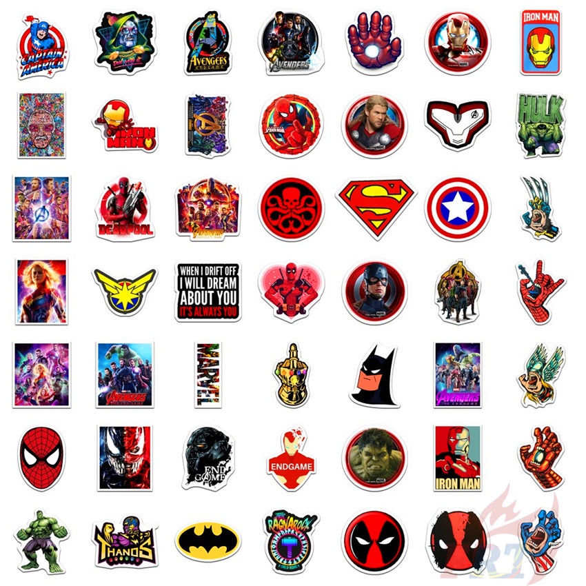 Bộ 100 Cái/Bộ ❉ Miếng Dán Hình Siêu Anh Hùng Marvel &amp; DC ❉ Miếng Dán Chống Thấm Nước Thời Trang