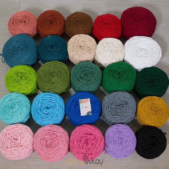 200 gram Dây thừng cotton làm macrame,size 3mm, 5 mm, full color, mềm, mịn, mượt, giá tốt.