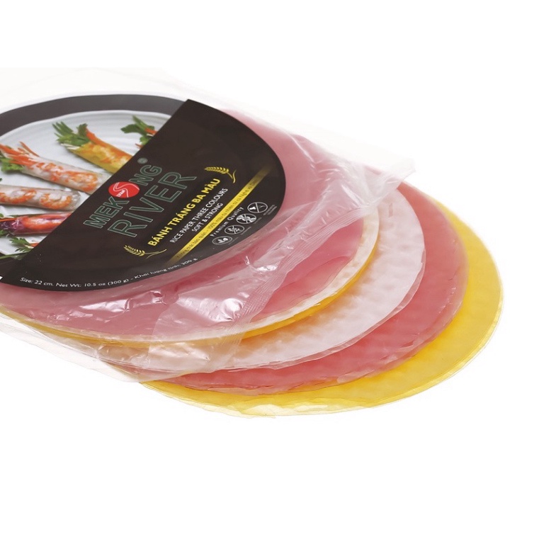 Bánh tráng 3 màu Mekong 22cm300g (Eatclean)