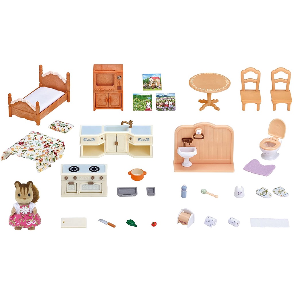 Đồ Chơi Sylvanian Families Bộ Nội Thất Cho Ngôi Nhà Mái Ngói Đỏ Red Roof House Furniture Room Set