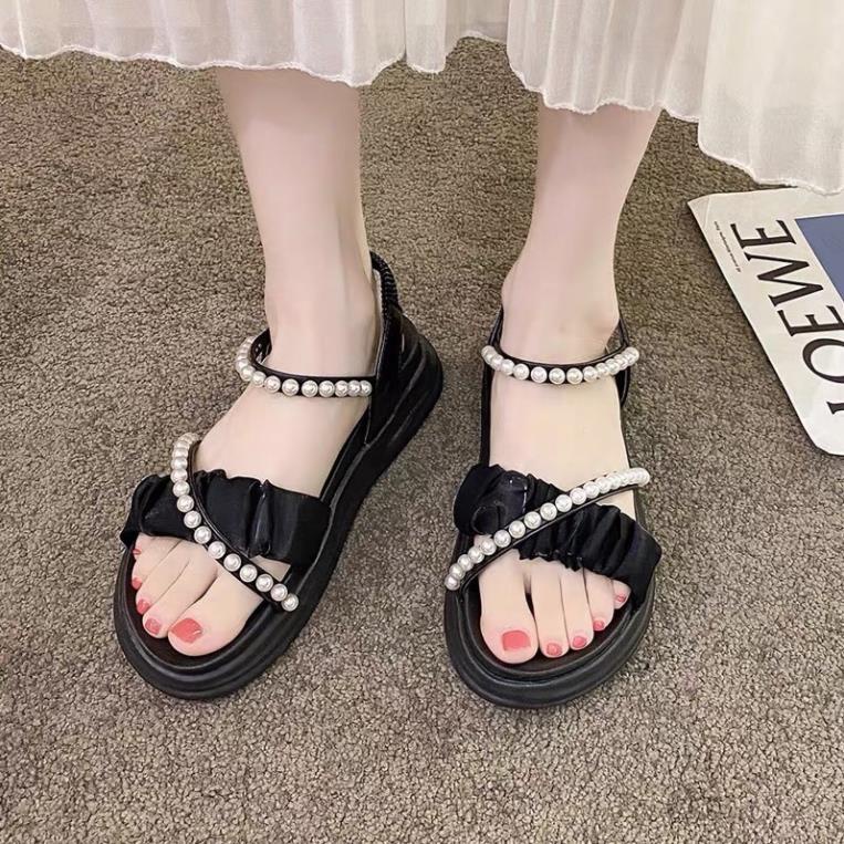 Dép sandal QUAI NGỌC phối Lưới Hàng QC Cao Cấp