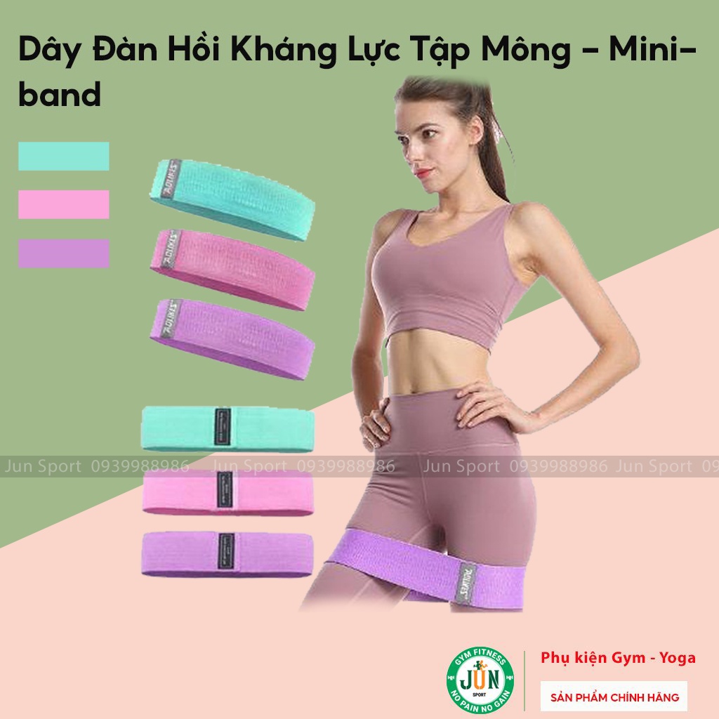 Bộ 3 dây kháng lực miniband Aolikes tập mông đùi Jun Sport size 76 x 8cm