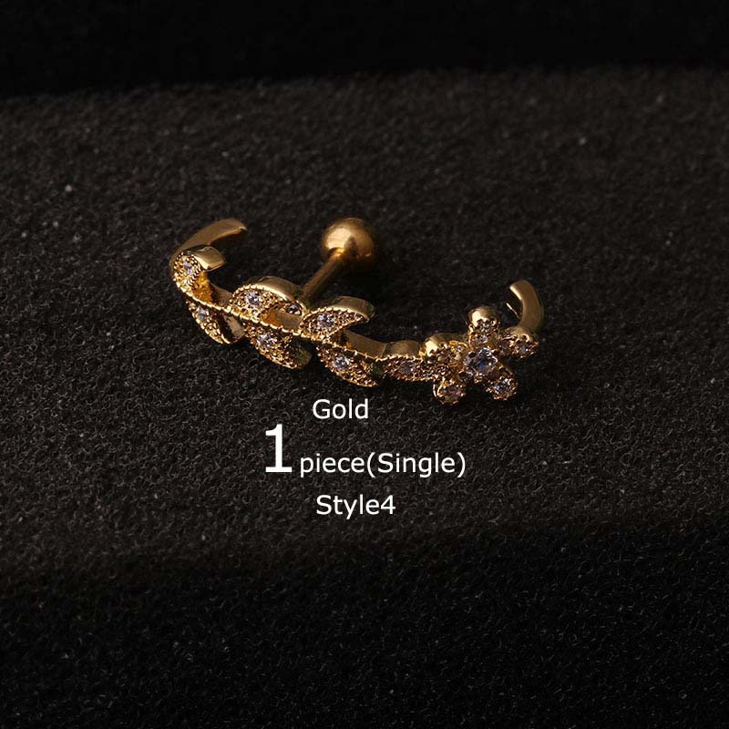 Khuyên xỏ tai bằng thép không gỉ đính đá zircon sang trọng 16G