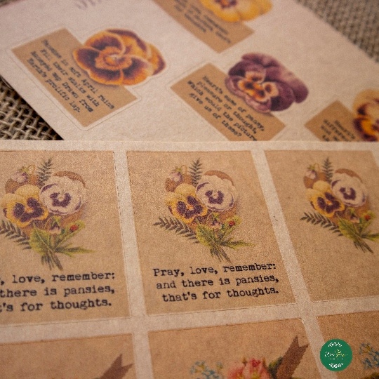 Sticker sheet pansies - hình dán thiết kế trang trí sổ nhật kí, sổ tay | Bullet journal sticker - uni038
