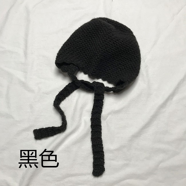 Mũ len dệt kim màu trơn bảo vệ tai thời trang thu đông Hàn Quốc