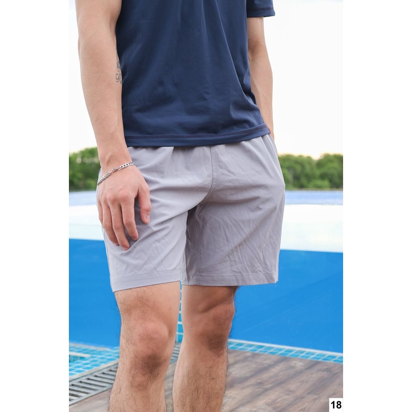 Quần Sooc - Short, quần đùi nam C&amp;K vải trơn thoáng mát, nhanh khô màu ghi sáng