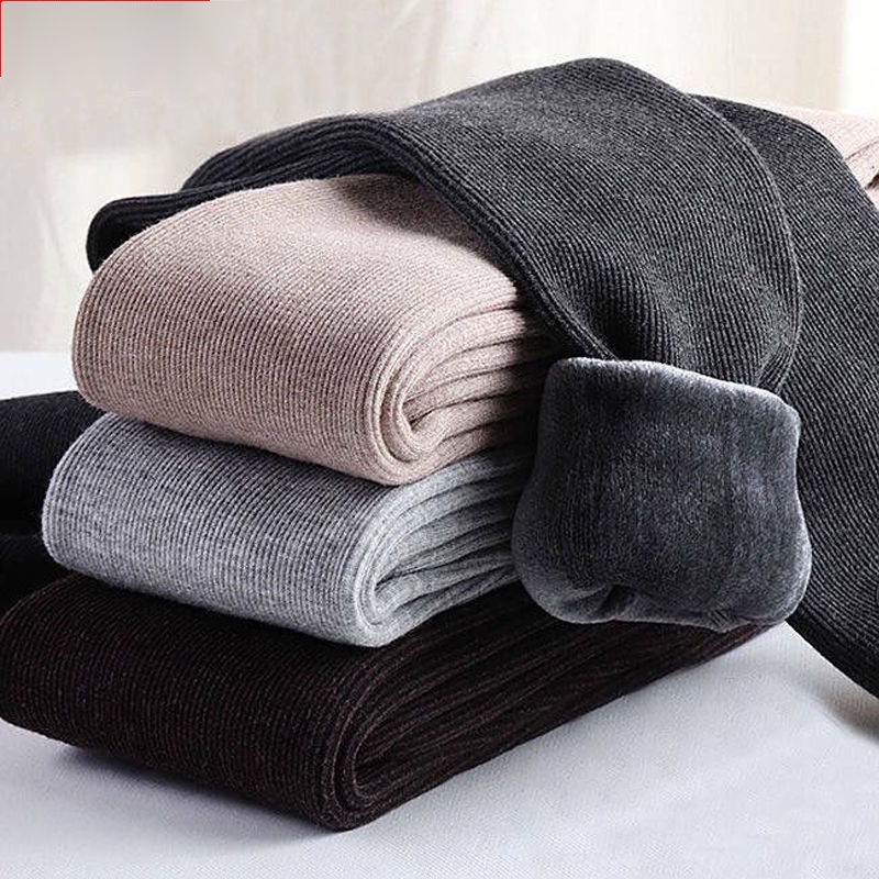 {Salt Unwaved Phòng Ngủ} Quần Tất Eo Cao Dày Dặn Có Dây Cột Chân Mùa Thu Đông Cho Nữ