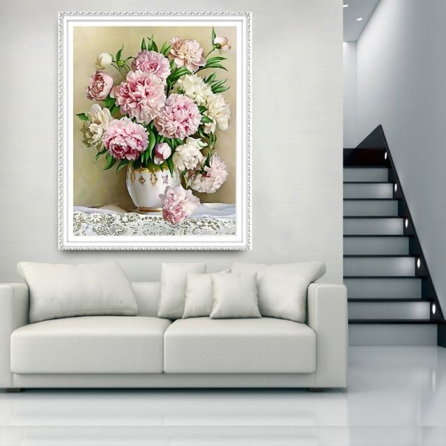Tranh thêu bình hoa hh0815 ( kT: 62x80 cm)