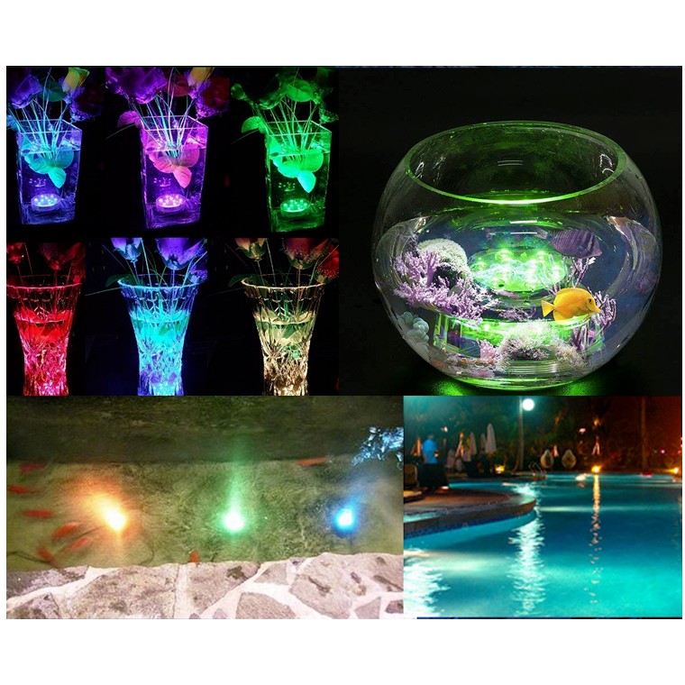 Đèn LED 10 bóng chống nước nhiều màu điều khiển từ xa trang trí hồ cá,bể cá,lọ hoa,sân vườn