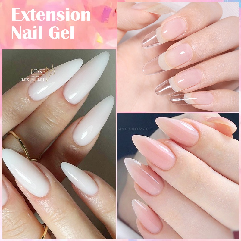 1 Hộp Gel Nối Dài Móng Tay Màu Trắng Hồng Trong Suốt