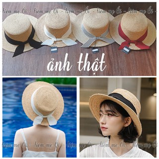 [ẢNH THẬT + CÓ VIDEO] Mũ gaucho cao cấp sợi raffia mũ cói đi biển vành ngang chóp vuông