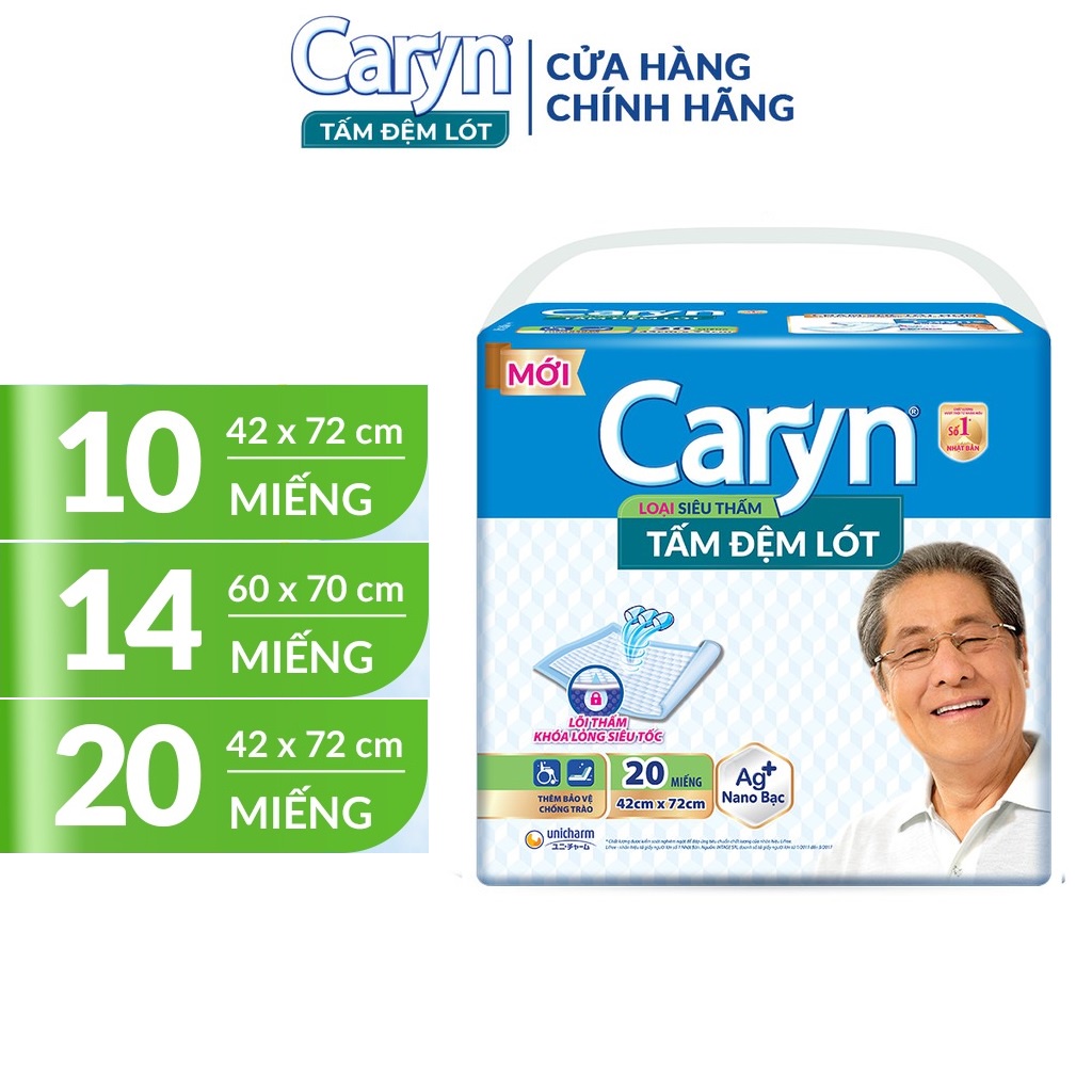 Tấm đệm lót CARYN bảo vệ chống trào, tấm lót người già siêu thấm hút dùng kèm tã dán