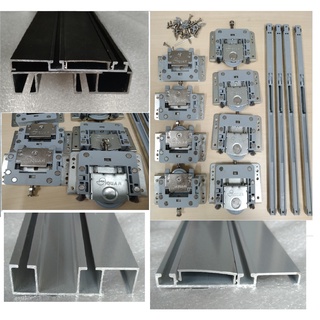 RAY LÙA TỦ ÁO GIẢM CHẤN 2 MÉT (Trọn bộ gồm ray và bánh xe, giảm chấn)